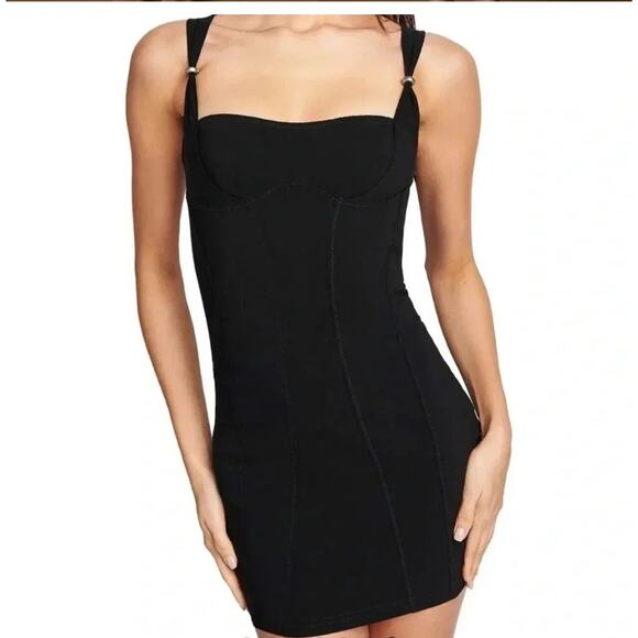 I AM GIA NEW Black Idez Mini Bodycon Dress Corset Style Size Large - Picture 1 of 11
